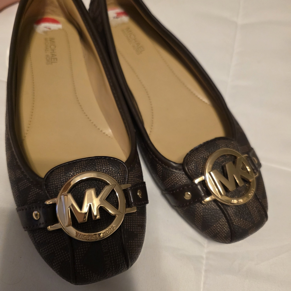 Michael Kors Dark Brown Loafers with Gold Logo